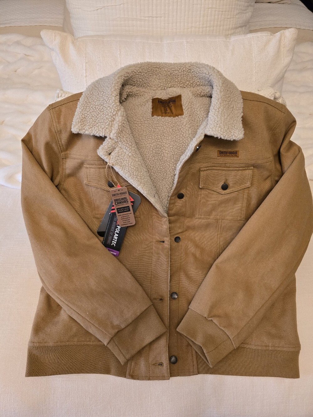 Smith And Rogue Tan Trucker Jacket with Cream Sherpa Lining! New With Tags